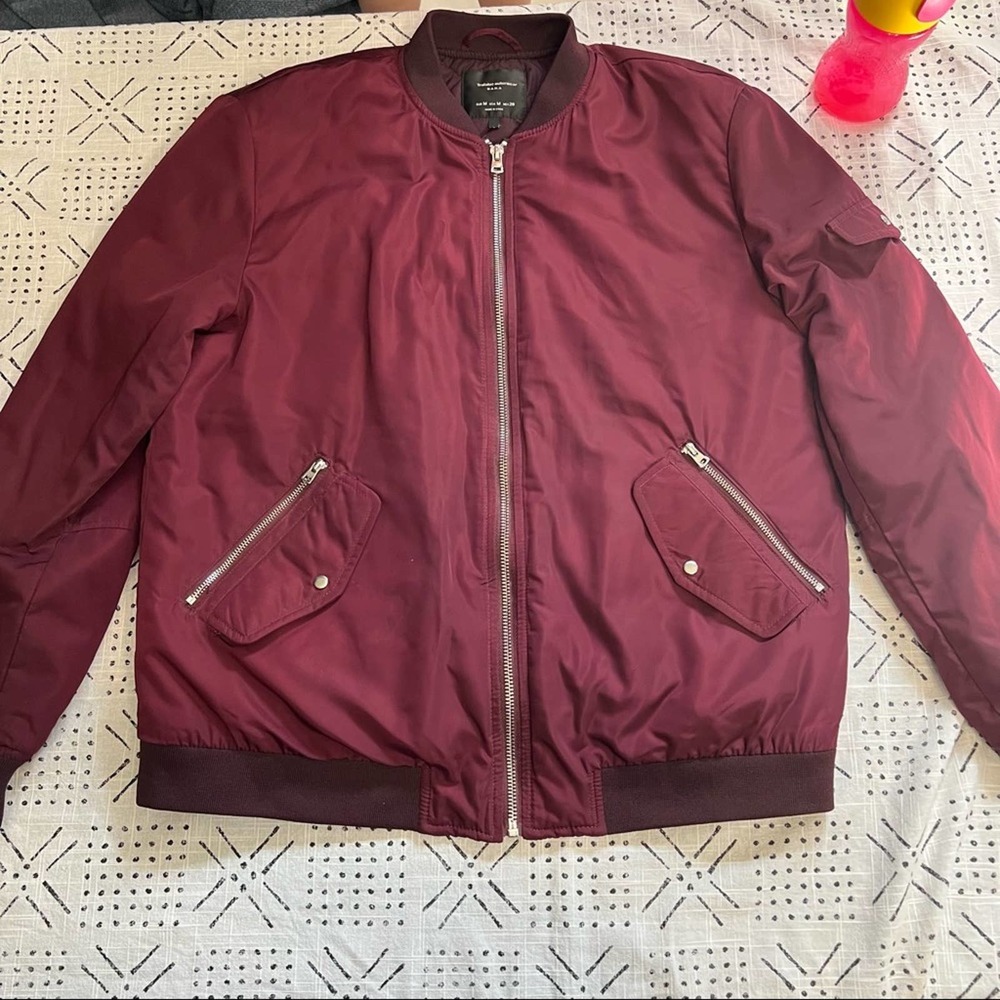 Zara Bomber jacket in Burgundy. - Picture 2 of 8